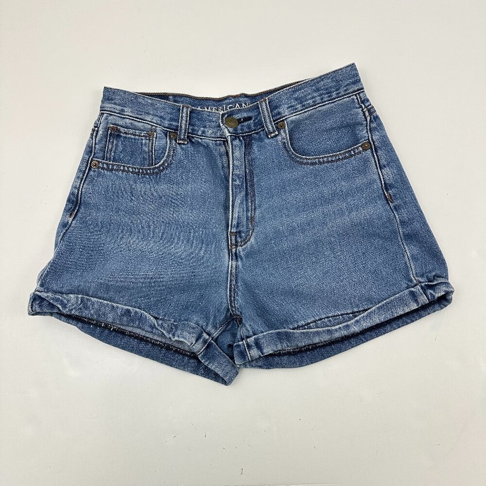 American Eagle Cuffed Mom Short Women's size 0 Dark Blue Denim Jeans